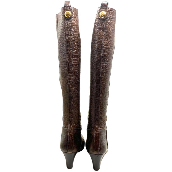 Tory Burch Dabney Knee High Wedge Boots Brown Croc Embossed Calf Leather Sz 6 - Picture 8 of 12
